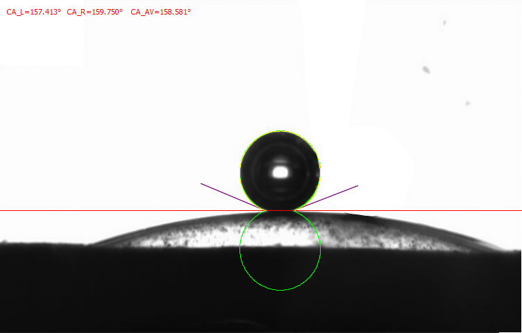 隐形眼镜的水接触角测量值图片