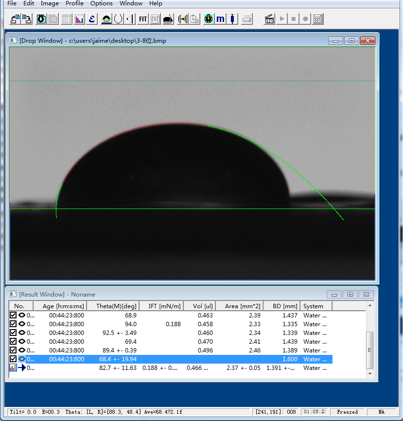 接触角分析仪切线法拟合